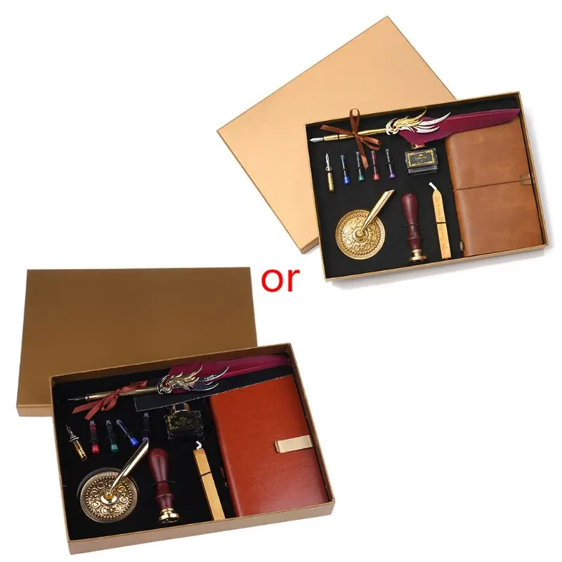 Перьевая ручка в стиле ретро винтажная каллиграфия чернила для письма кожаный