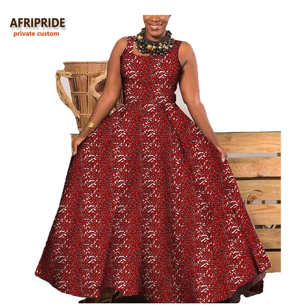 Afripride/модное платье в африканском стиле для женщин, сделанное на заказ, с принтом Анкары, без рукавов, длиной до щиколотки, вечерние, хлопковое платье A722575 - Цвет: 503J