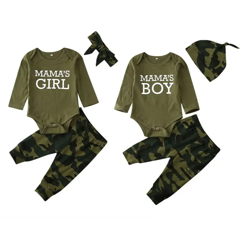 

Pudcoco US Stock 0-24M 3PCS Baby Boy Girl Camouflage Clothes Set Long Sleeve Tops Romper Pant Sets Newborn Outfit Set