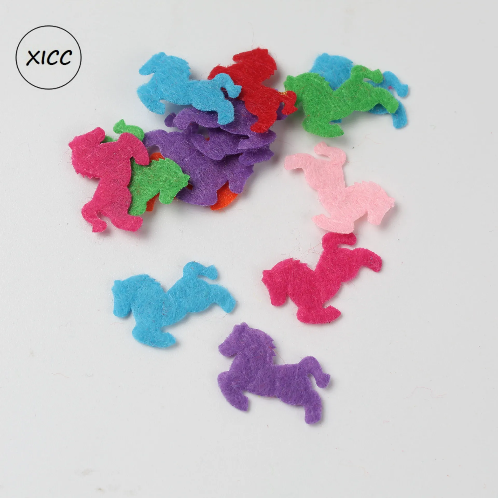 1-29 XICC 100PCS Colorful Nonwoven Round Flower Wool Felt Fabric Hair rope DIY Handmade Accessory Sticker Applique Patches Felt Pad - Цвет: 1-29