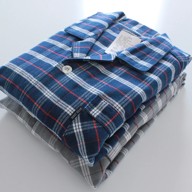 Мужские пижамы пижама набор хлопковых пижам на осень и зиму женская полосатые