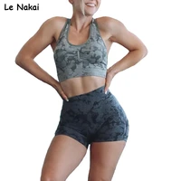 adapt camo seamless shorts sets for women workout summer clothes racer back crop top 2 piece gym clothing outfit yoga set