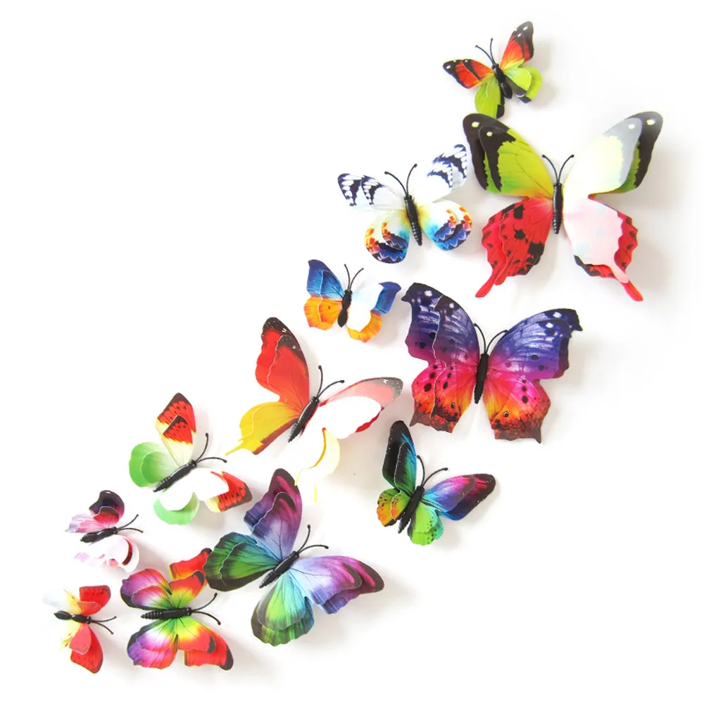 

New 12Pcs/Pack Curtain Home Decor PVC Butterfly Shape Sticker Pin Hot 17Dec07 Drop Ship