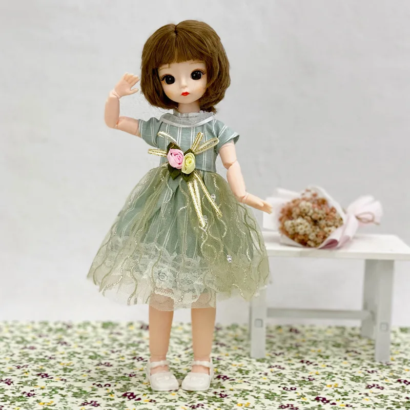 1/6 одежда для шарнирной куклы костюм модное платье в клетку с принтом головной