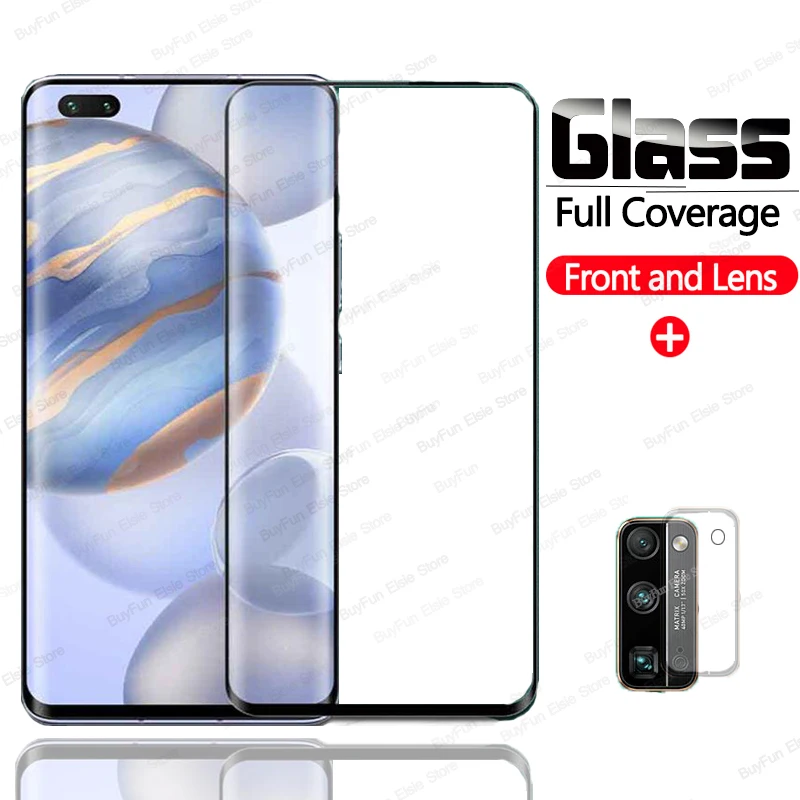 

2 in 1 honor 30 pro glass full cover screen protector for huawei honor view 30 pro v30 30s 30pro plus + protective camera film