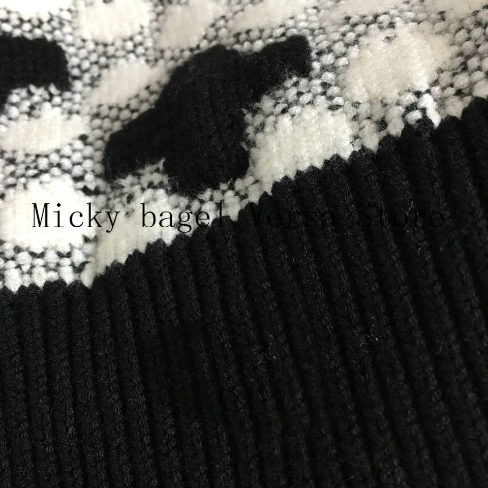 

21 luxury design pattern jacquard print fashion women's long sleeve crew neck Pullover temperament versatile loose knit sweater