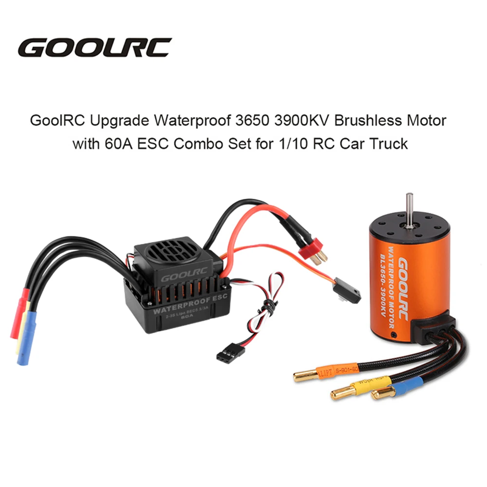 GoolRC обновленный водонепроницаемый 3650 3900KV бесщеточный мотор с комбо 60A ESC для 1/10 RC