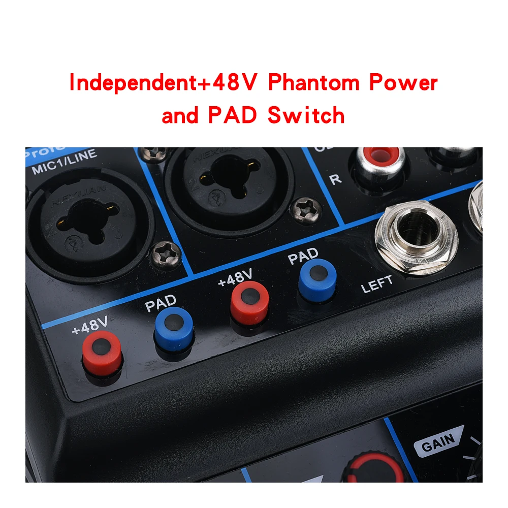 eyk ecr4 audio mixer with sound card 4 channel stereo mixing console bluetooth compatible usb for pc computer record playback free global shipping