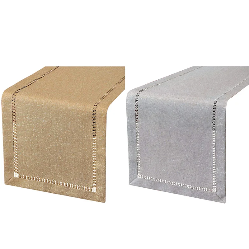 

Hand Hemstitched Dining Table Runner Dresser Scarves, Silver Thread Interweaving (12 X 72 Table Runners)