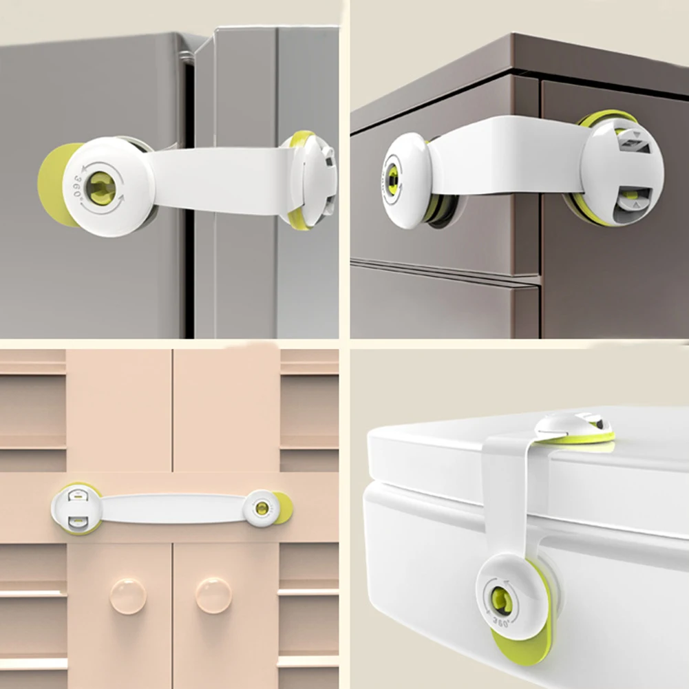 Cabinet Drawer Fridge 360 Rotation Adhesive Children Baby Safety Lock Latches |