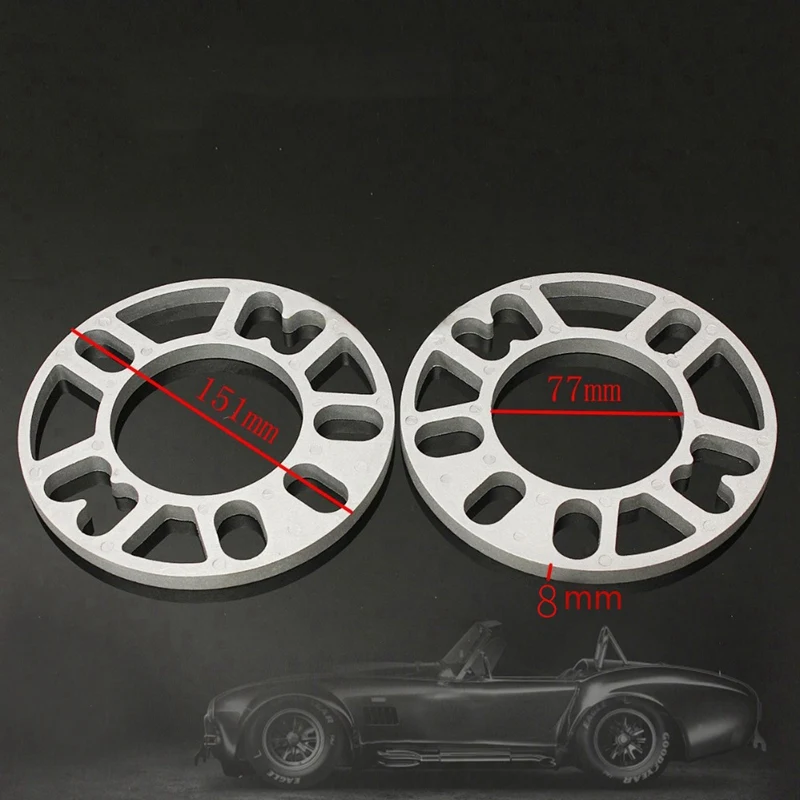 

2Pcs Aluminum Alloy 4 And 5 Lug 8Mm Thickness Wheel Spacer Gasket For Universal Car Auto
