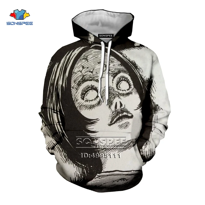 1 SONSPEE Japan Junji Ito Horror Manga 3D Print Men Women Hooded Hoodies Sweatshirts Pullover Casual Hip Hop Autumn Tops - Цвет: 1