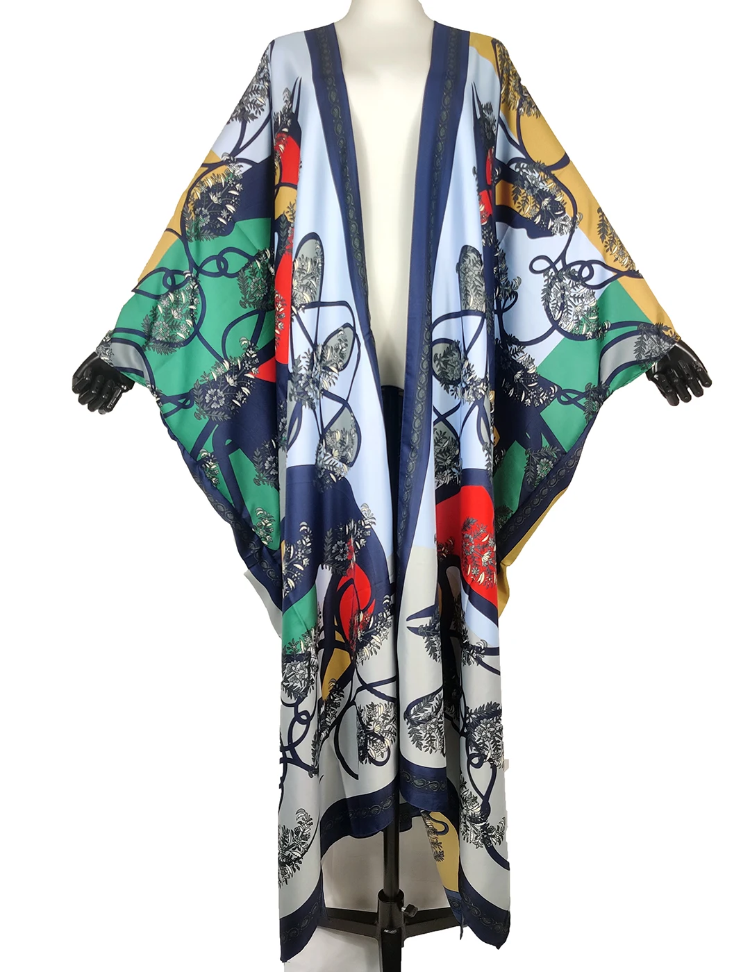 Cárdigan Largo de seda Popular de Oriente Medio para mujer, traje de baño africano informal, abrigo de plumero caftán para playa