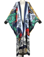 middle east popular silk open front long cardigan kimonos for women casual african swimwear beach kaftan duster coat