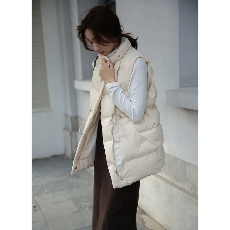 

2020 Autumn And Winter New Fashion Padded Vest Women's Mid Length Women's Loose And Versatile Solid Color Waistcoat Jacket C018