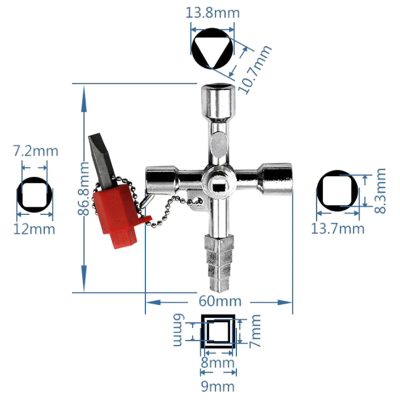 

1PC Universal Key Wrench Cross Switch Alloy Square Wrench Tool Socket Wrench For Gas Electric Meter Cabinets Bleed Radiators