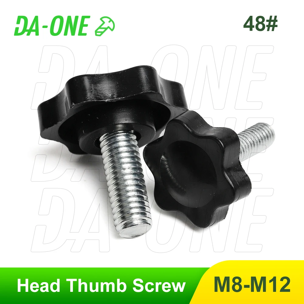 

Black Plastic Bakelite Head Thumb Screw Bolts M6 M8 M10 Star Clamping Knobs Grip Manual Handle Trimmer Screws Head Diameter 48mm
