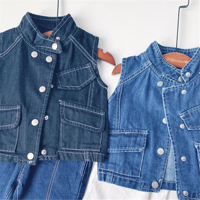 Женский джинсовый жилет джинсовая куртка для мальчиков на весну и осень верхняя