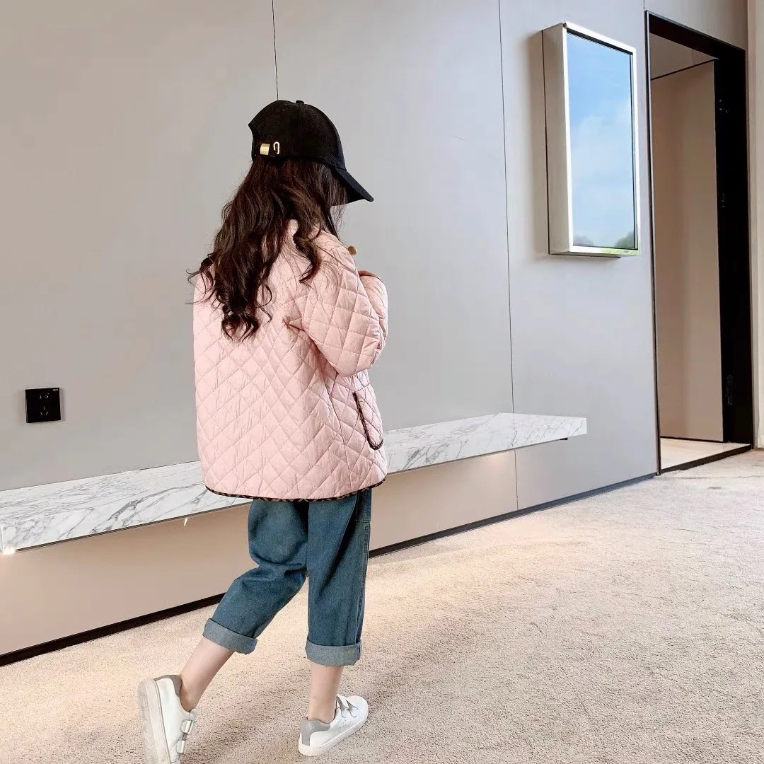 

Однобортная куртка для девочек, Классическая хлопковая стеганая куртка, теплая хлопковая куртка для мальчиков, простая Модная хлопковая ку...