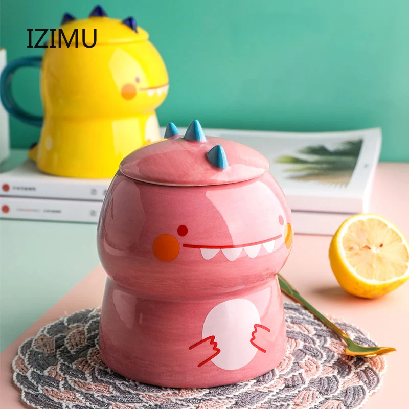 

450ML Cute Dinosaur Hand Painted Cartoon Personality Mug Breakfast Milk Cup Creative Ceramic Free Shipping Turkish Coffee Cups
