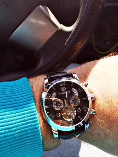 Forsining Tourbillion модные волны черный золотой часы многофункциональный дисплей Мужские автоматические механические часы лучший бренд класса люкс
