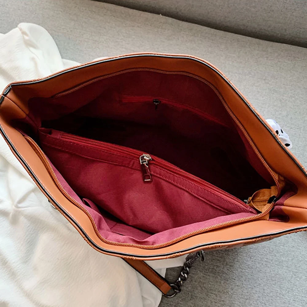 

Women Fashion Lingge Chain Shoulder Bag Large Capacity Luxury Black Leather ladies Handbags Casual Shoulder Bags For Women 2020