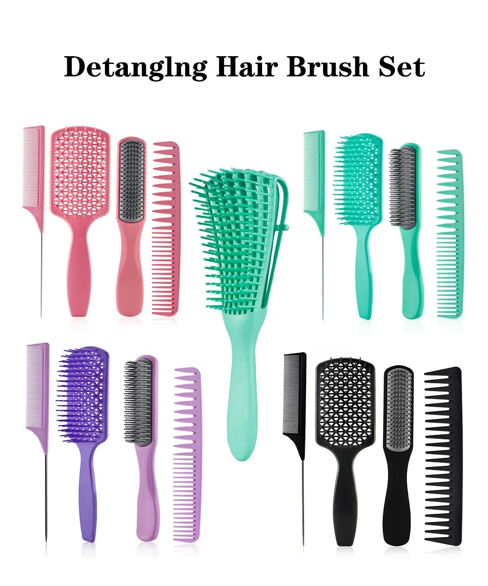 

CestoMen Free Shipping Detangling Hair Brush Set Octopus Curly Hair Brush Wide Tooth Comb Hair Care Styling Tools For Women Men