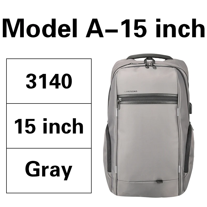 Model-A-15inch gray KINGSONS мужской рюкзак для ноутбука 13,3 15,6 17,3 дюймов Водонепроницаемый женский модный рюкзак для деловых поездок школьные сумки - Цвет: Model-A-15inch gray