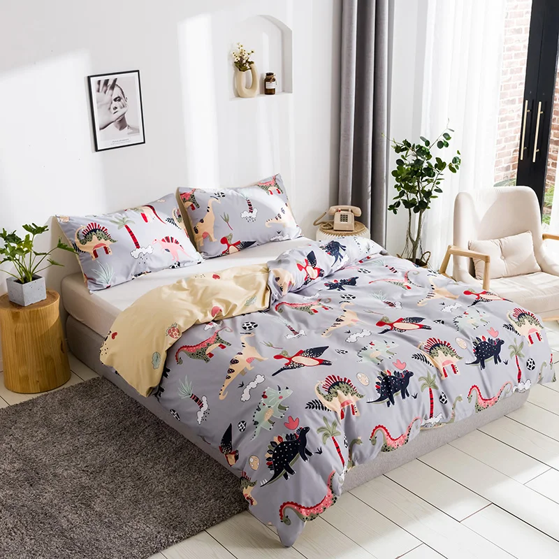 Bonenjoy Comforter Cover Sets UK Single Size copripiumino Dinosaur Pattern Duvet Set With Pillowcase For Adult Bed Textile | Дом и сад
