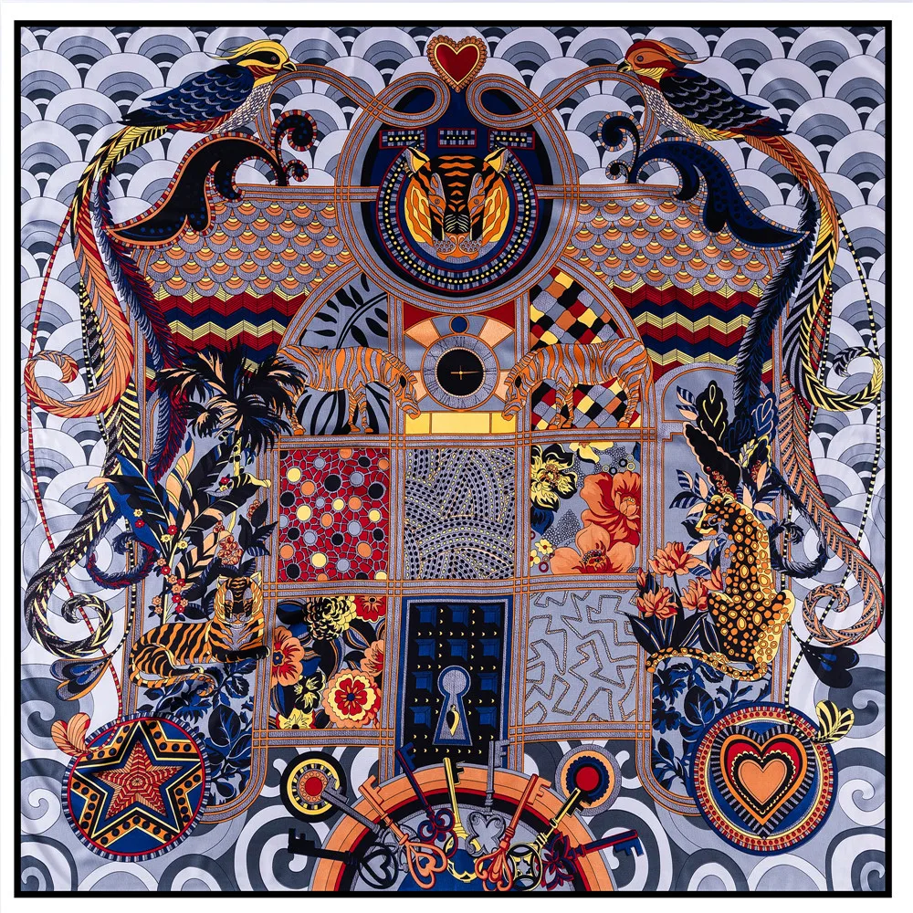 

Женский шелковый шарф с принтом животных, 130 см