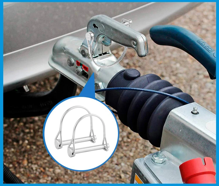

2PCS SS 316 PTO Pin Round Arch Wire Shaft Locking Lock Pin Safety Coupler Pin Retainer Farm Trailers Wagons Lawn Garden