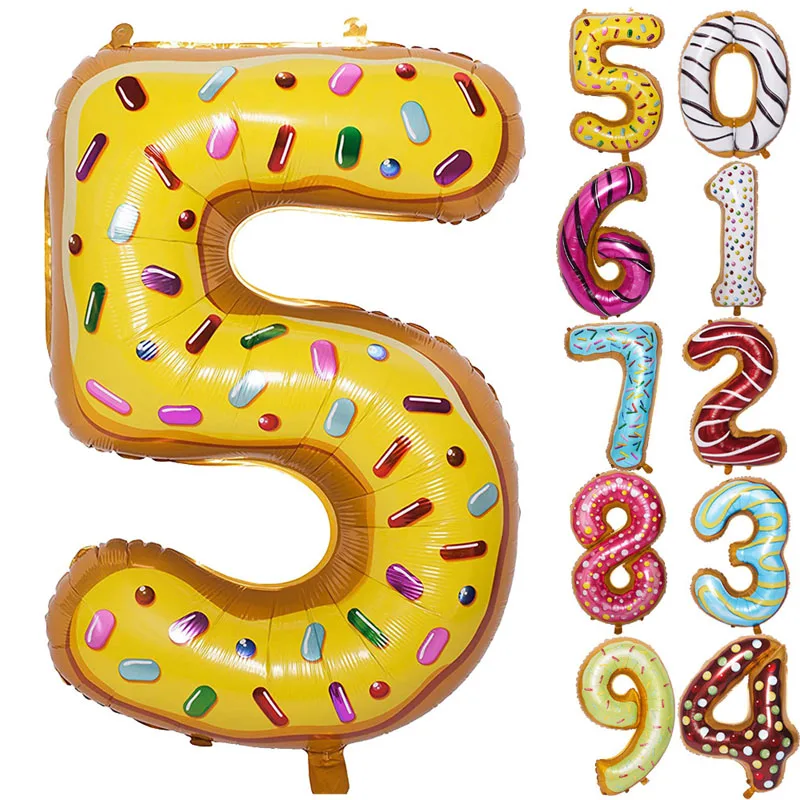 Большие фольгированные воздушные шары 36 дюймов с цифрами пончиками украшение