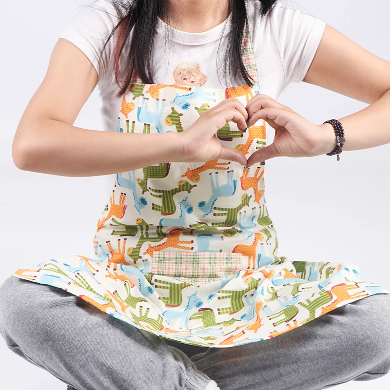 

New Arrival Various Style Custom Floral Print Animal Cute Kitchen Halter Cotton Apron Woman Man Pattern Apron
