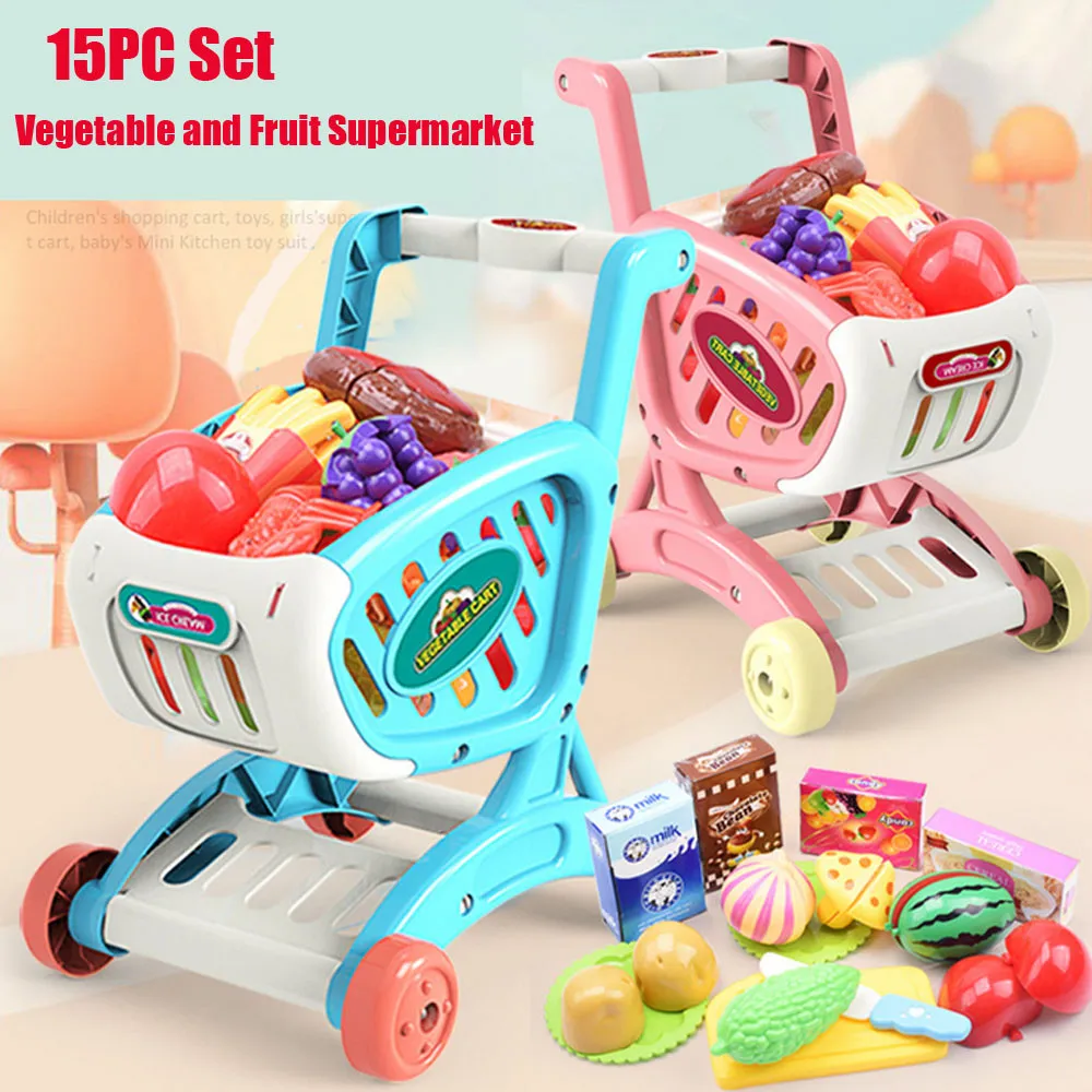 

Children Pretend Role Play Shopping Carts Simulation Fruit Vegetable Pretend Play Classic Children Kid Educational Toy Gift