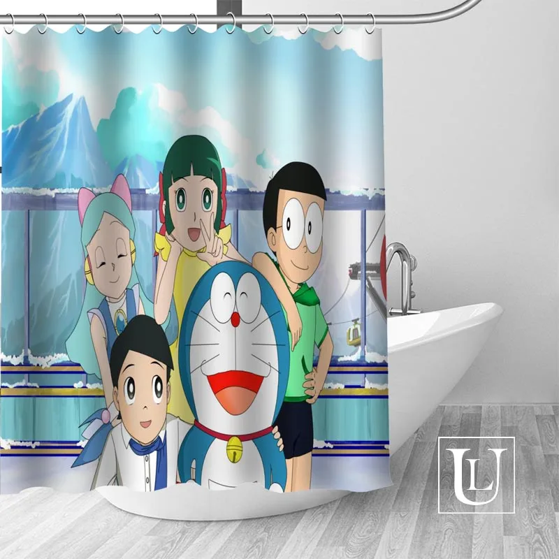 Большая распродажа Новая Современная душевая занавеска Doraemon на заказ с крючками