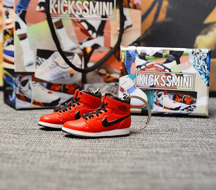 a pair w metal ring Персональный DIY Jordan Generation AIR JORDAN 1 chicago 3D кроссовок фигурный брелок сумка Подвеска парный брелок - Цвет: a pair w metal ring