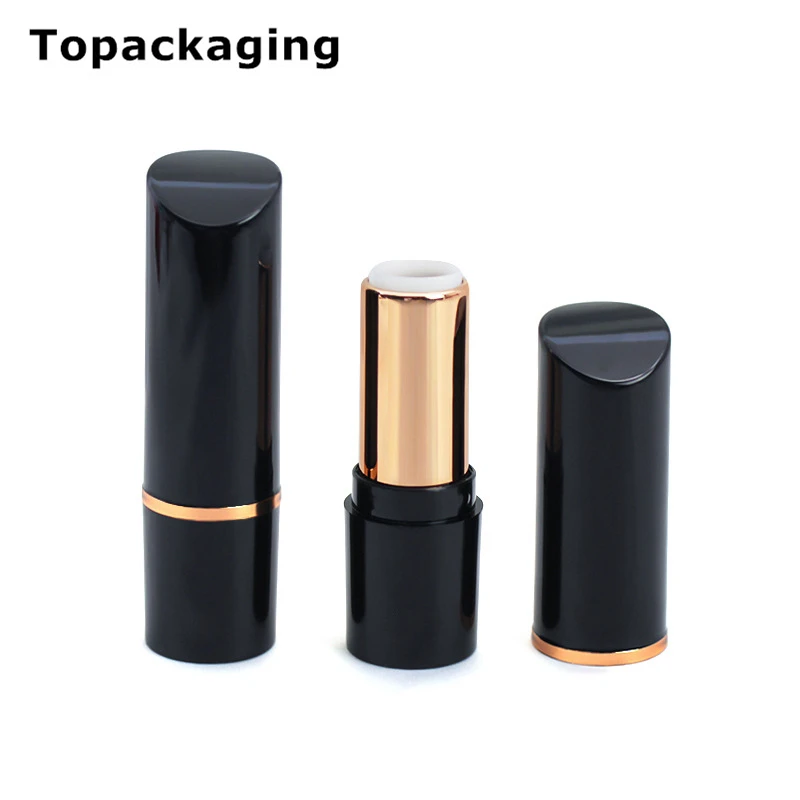 50pcs 12.1mm Glossy Black High quality Lipstick Tube for Cosmetics Chapstick Case Bottle Luxury Lip Balm Packaging logo printing