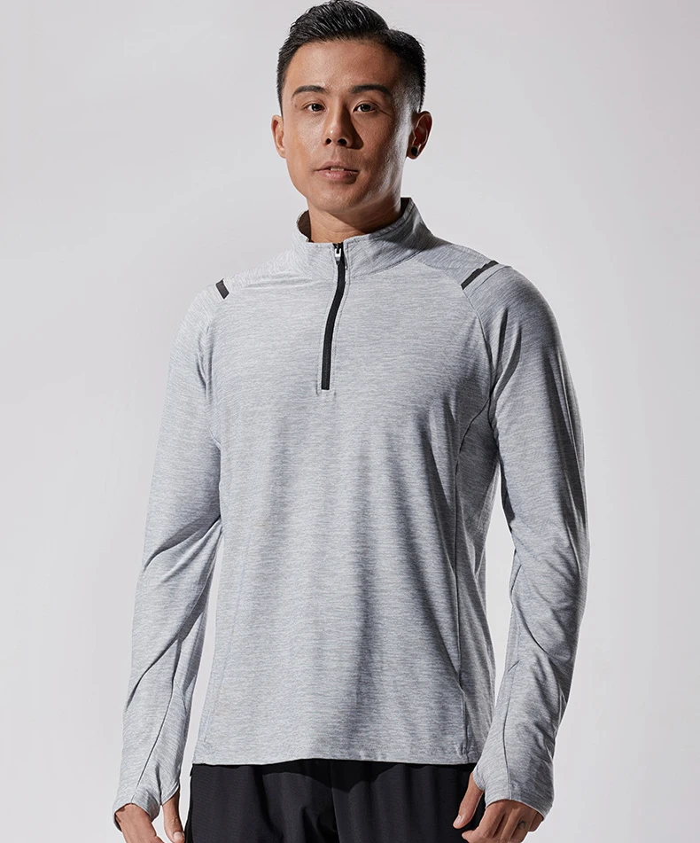 

Half Zipper Outdoor Fitness T-shirt Running Sports Shirts Women Quick-drying Tshirt High Elastic Thin Men's Long-sleeved Shirt