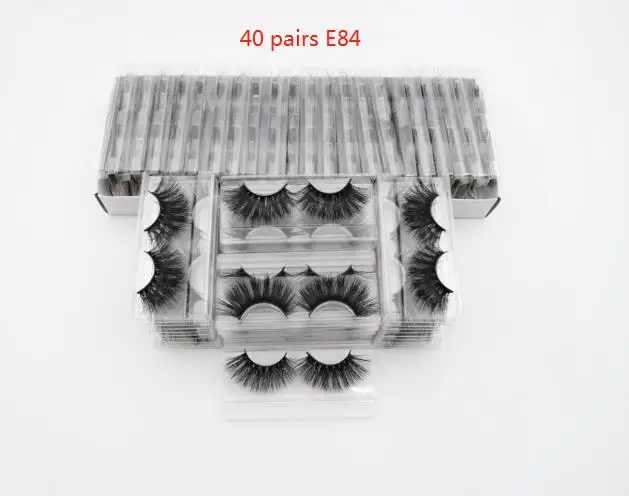 40pcs E84 Visofree 40 пар 25 мм ресницы 3D норковые ресницы с лотком без коробки норковые ресницы драматические объемные ресницы Толстые Накладные ресницы E80 - Цвет: 40pcs E84