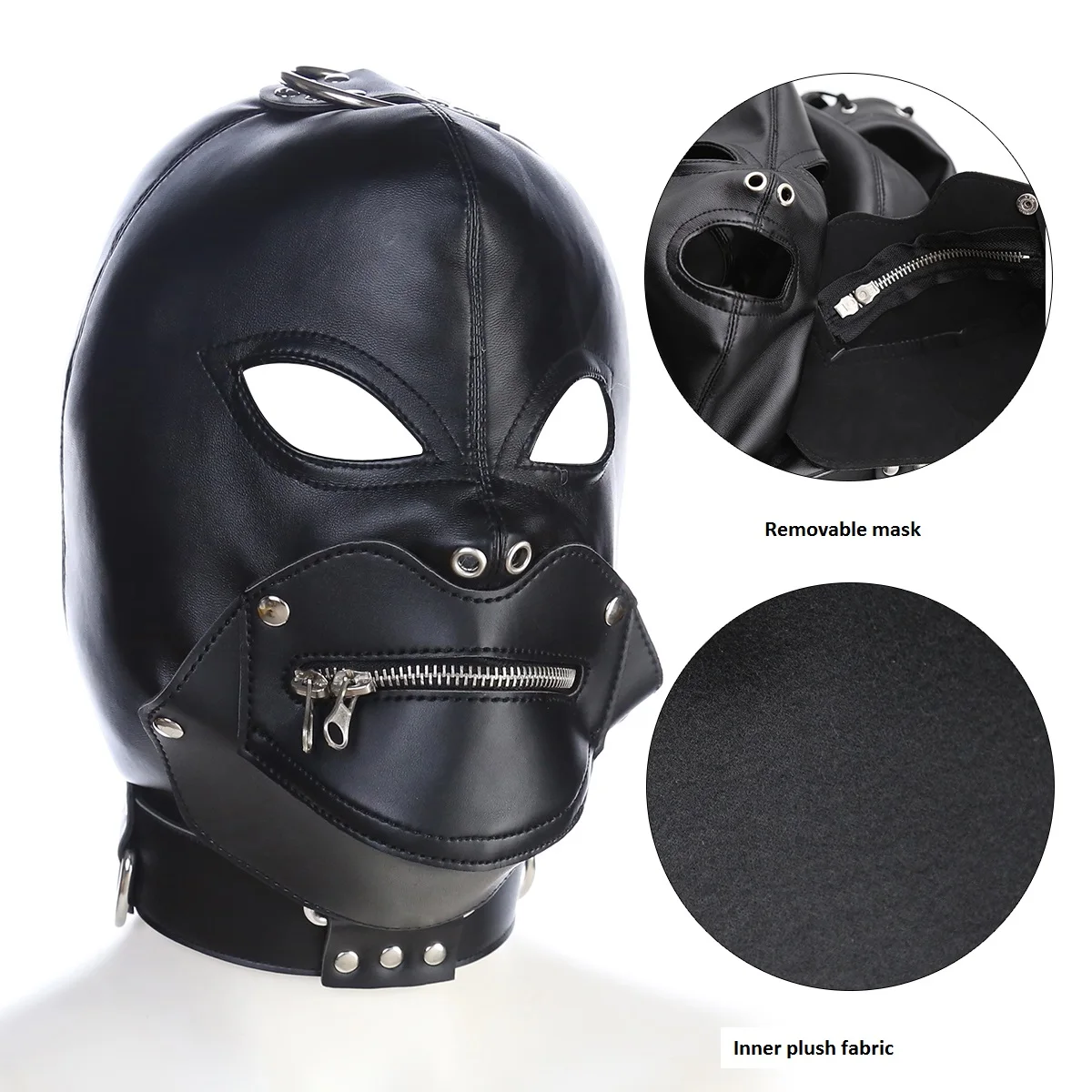 

Detachable Mouth Zipper Eye Opening Binding Couple Sex Toy Fetish Fun Mask Slave Punishment Mask Adult Game Sex Products