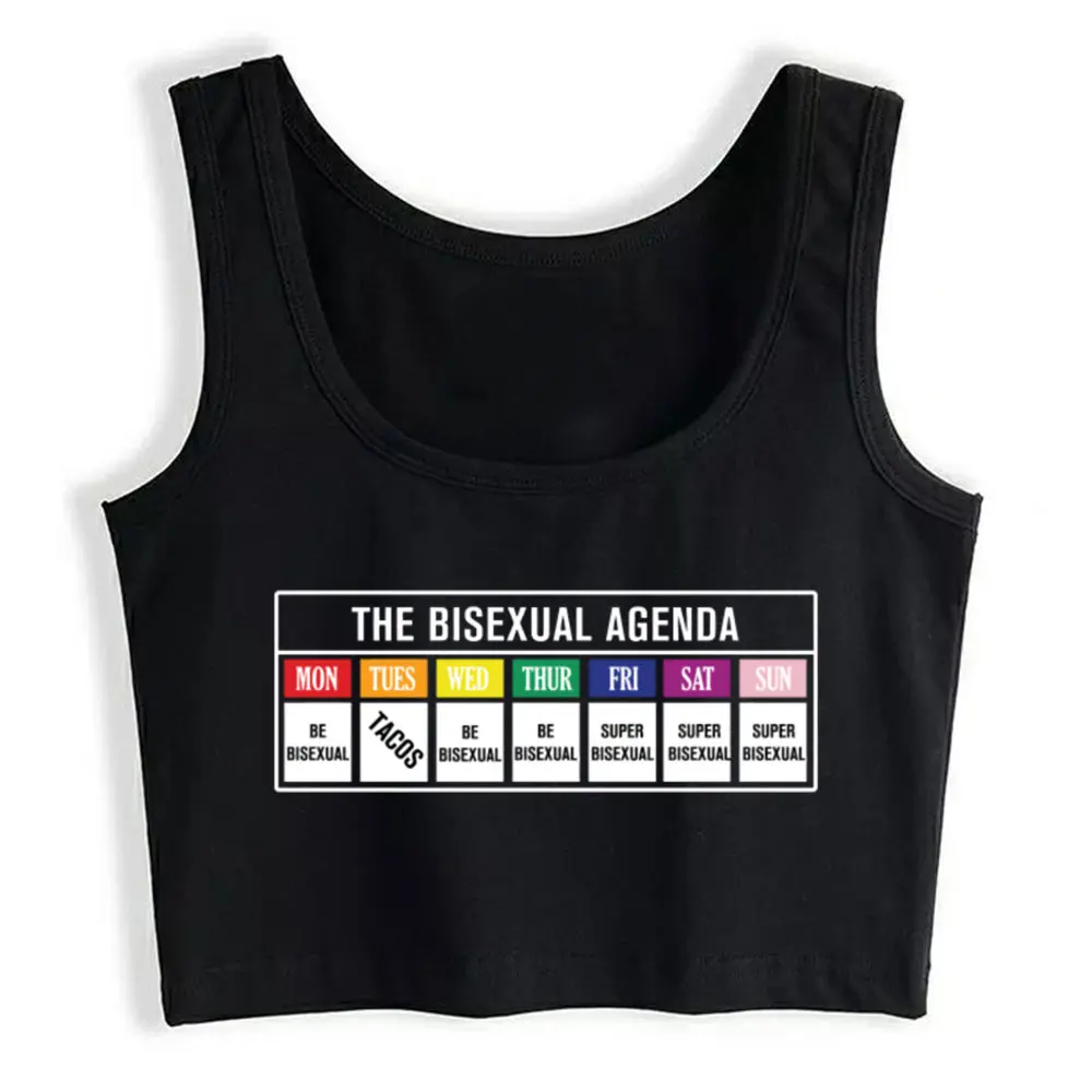 

Кроп-топ спортивный бисексуальный план Модный черный топ с принтом для женщин