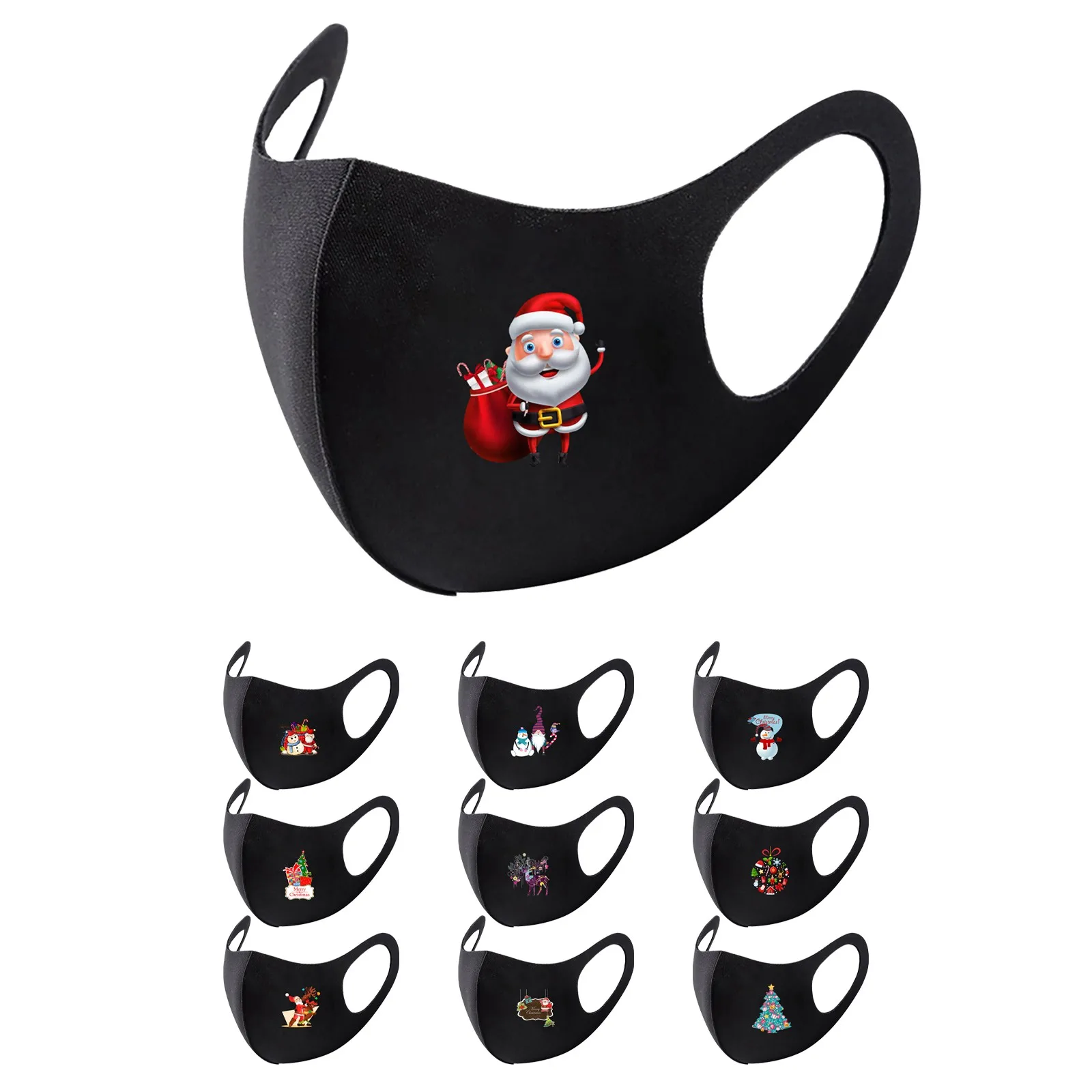 Многоразовые цветные Тканевая маска для лица моющиеся модный Рождественский