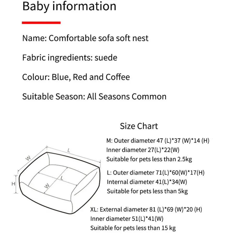 Dogs Bed Waterproof Bottom Detachable Wash Dogs house For Medium Large Dog Warm comfort Pet bed Mat Lounger sofa Pet supplies