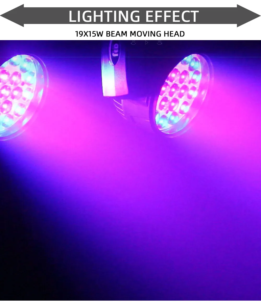 Flycase Lyre LED Zoom движущаяся головка 19x15 Вт Луч мытье света RGBW 4 в 1 5 60 градусов цветное