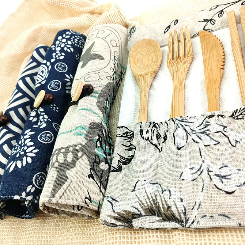 Набор столовых приборов из бамбука экологически безопасный комплект посуды нож