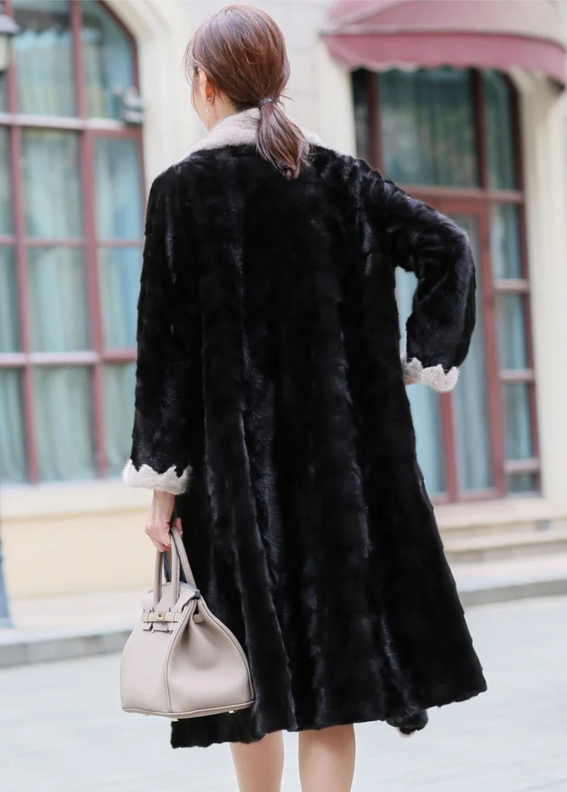 Женская длинная шуба из натурального меха норки размеры до 5XL Осень-зима | одежда