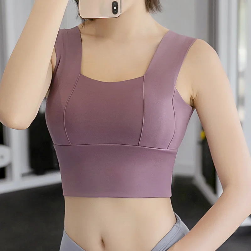 

Ladies Sports Yoga Vest Tops Running Underwear Breathable Summer Simple Ladies Double Shoulder Strap Bra Tank Top 2021 New