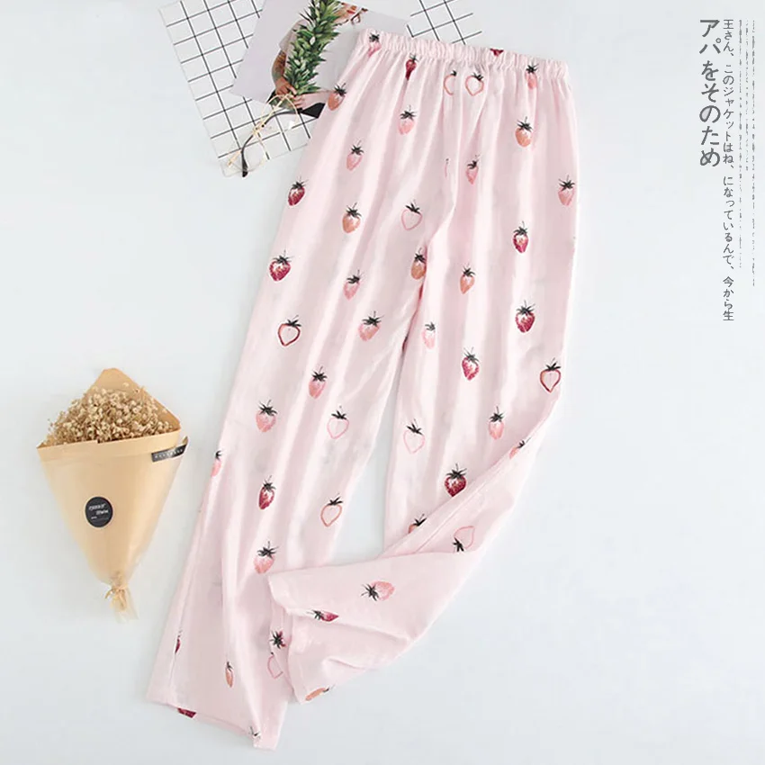 Pants-Pink DANALA/ хлопок, японская осенне-зимняя женская пижама, домашние штаны, низ с фруктовым принтом, теплая Пижама, штаны, женская одежда для сна, Mujer - Цвет: Pants-Pink