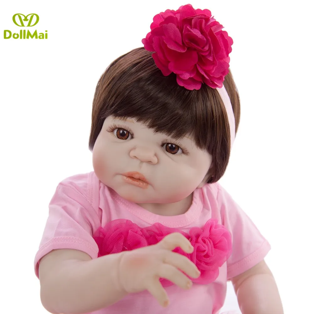 Кукла для девочки DollMai 23 дюйма силиконовая кукла новорожденных милое платье