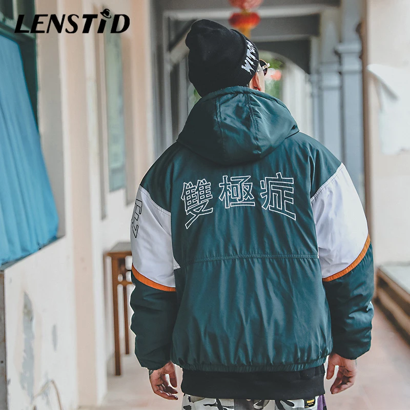 LENSTID 2019 хип хоп цветная куртка с капюшоном парка Harajuku уличная Мужская ветровка